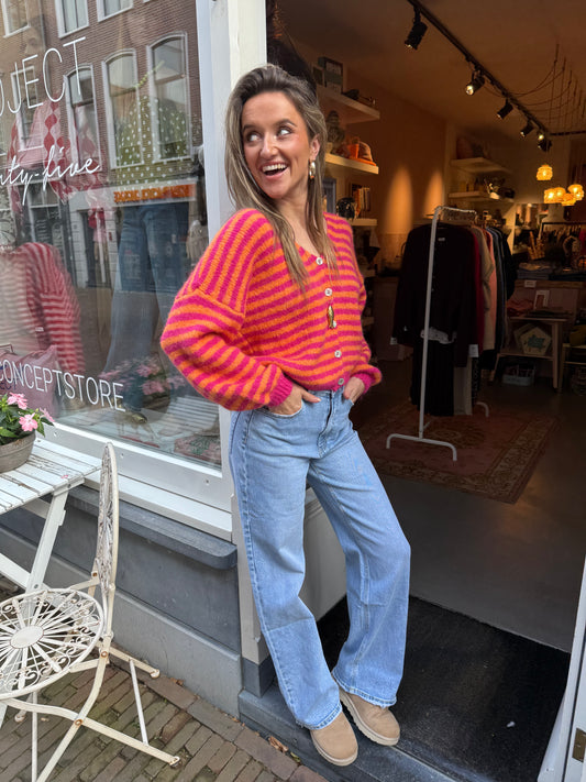 Maya knit striped (roze/oranje)