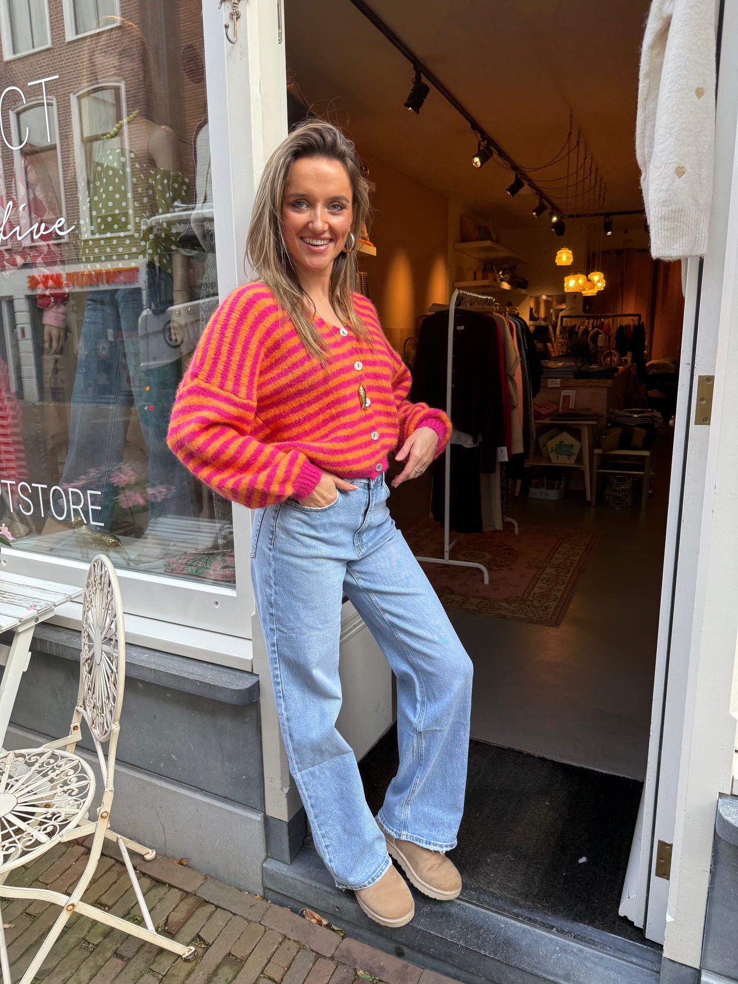 Maya knit striped (roze/oranje)