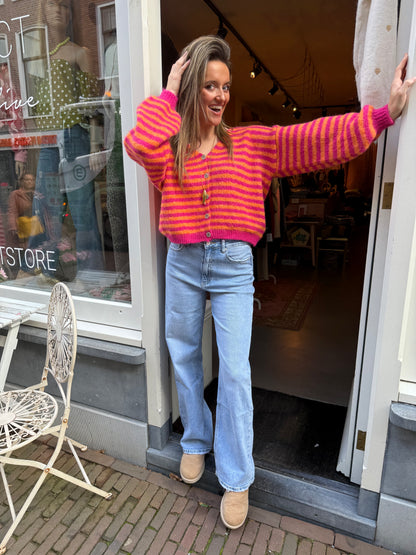 Maya knit striped (roze/oranje)