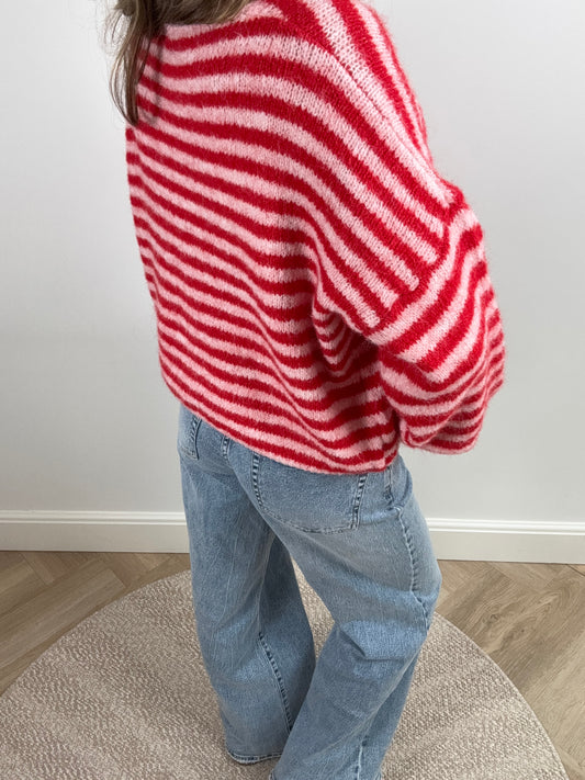 Maya knit striped (rood/roze)