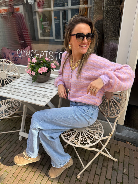 Maya knit striped (lila/roze)