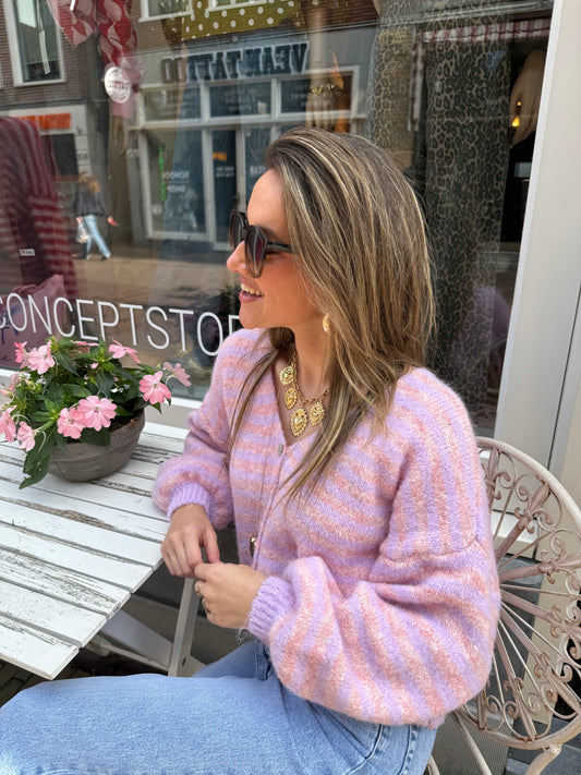 Maya knit striped (lila/roze)