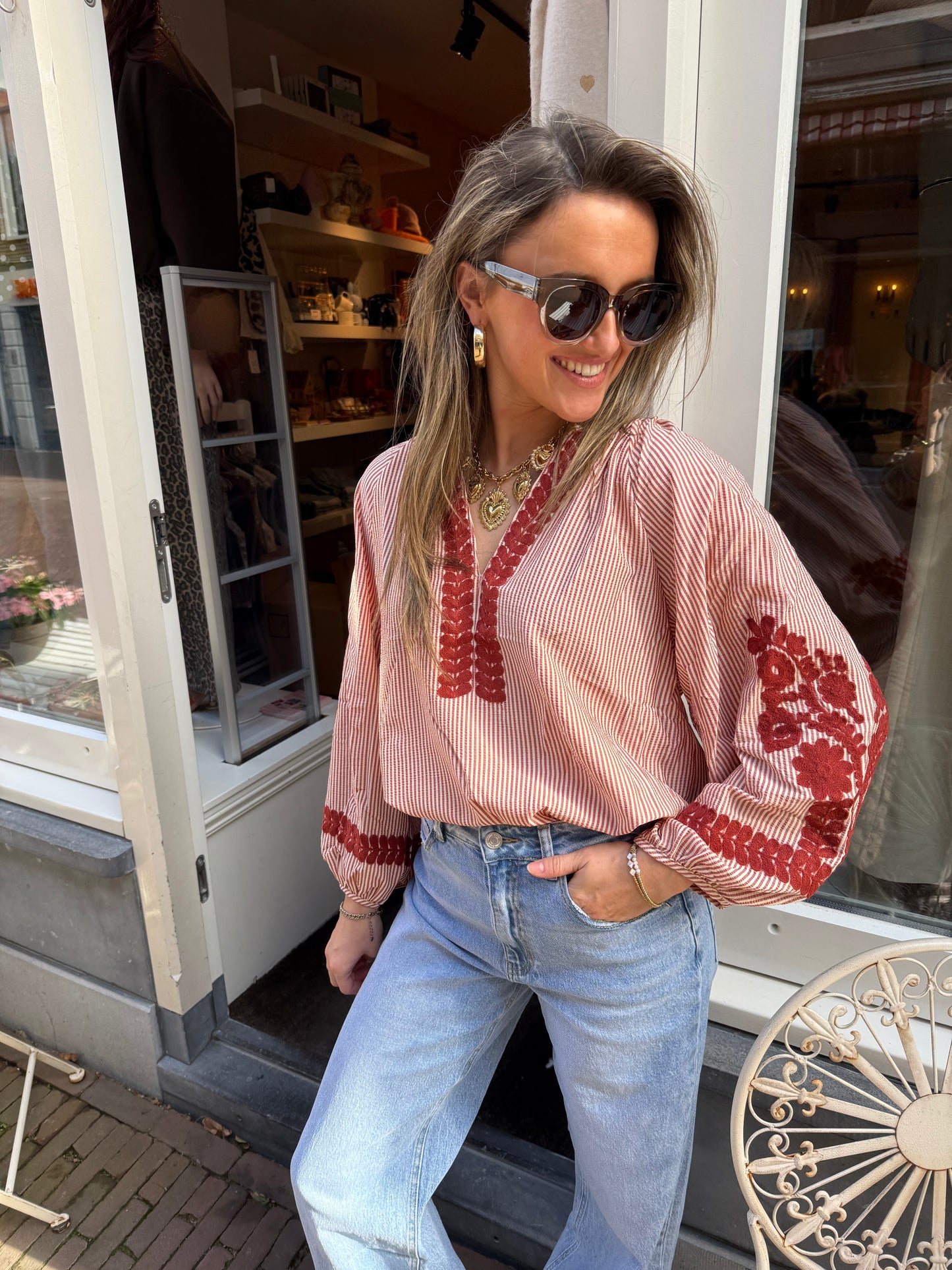 Kate blouse rust striped