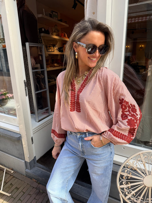 Kate blouse rust striped