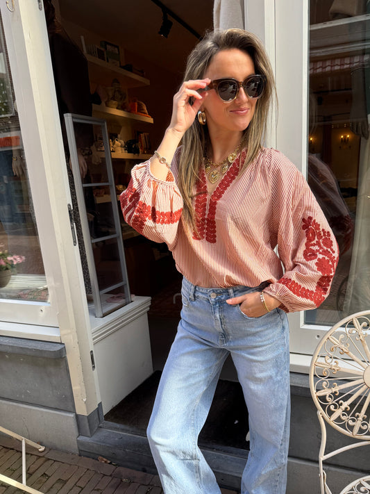 Kate blouse rust striped