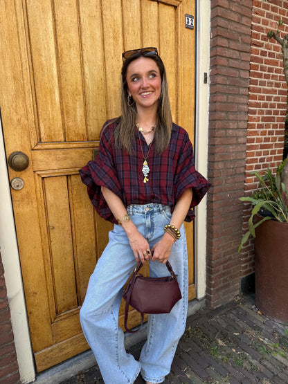 Mira oversized blouse geruit