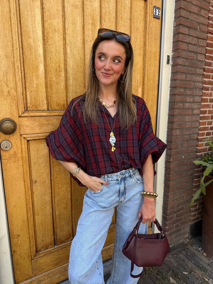 Mira oversized blouse geruit