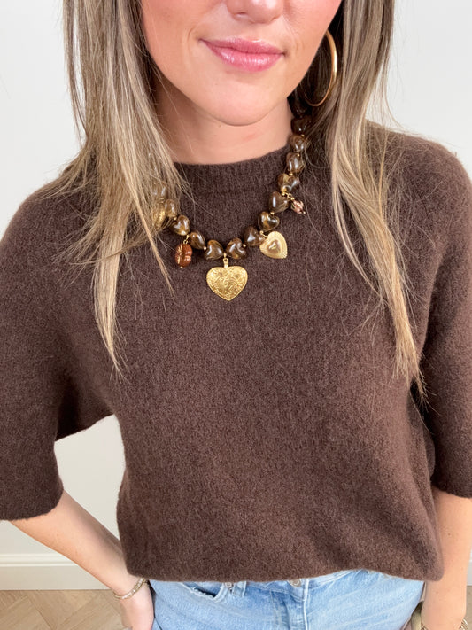 Statement necklace brown beads