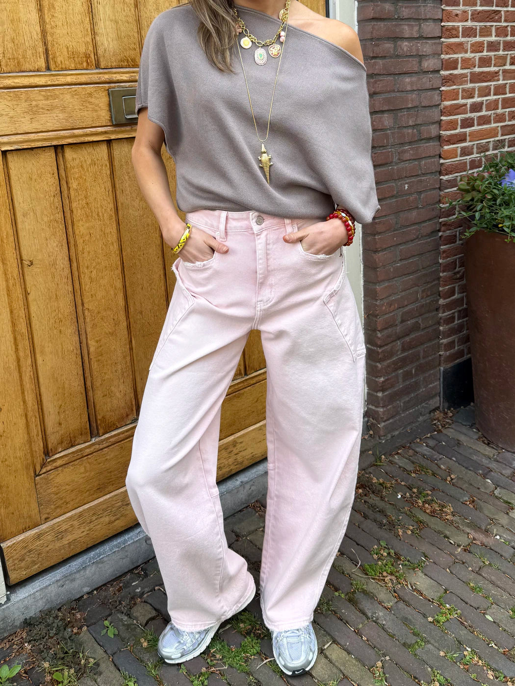 Sky cargo jeans light pink
