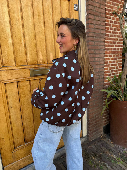 Guus polkadot jasje bruin/blauw
