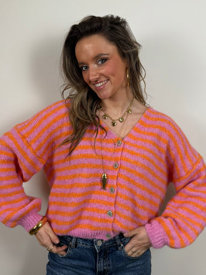 Maya knit striped light pink/orange
