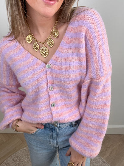 Maya knit striped (lila/roze)