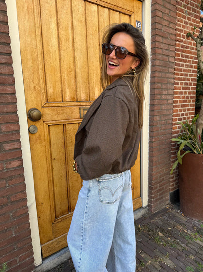 Benny oversized jasje geruit bruin
