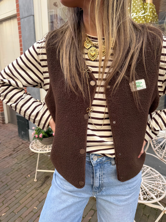 Evi longsleeve striped brown/white