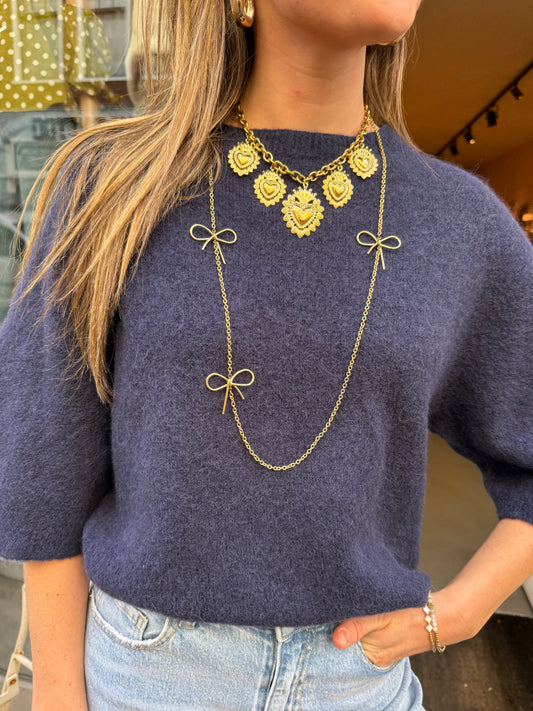 'Bow' ketting lang goud