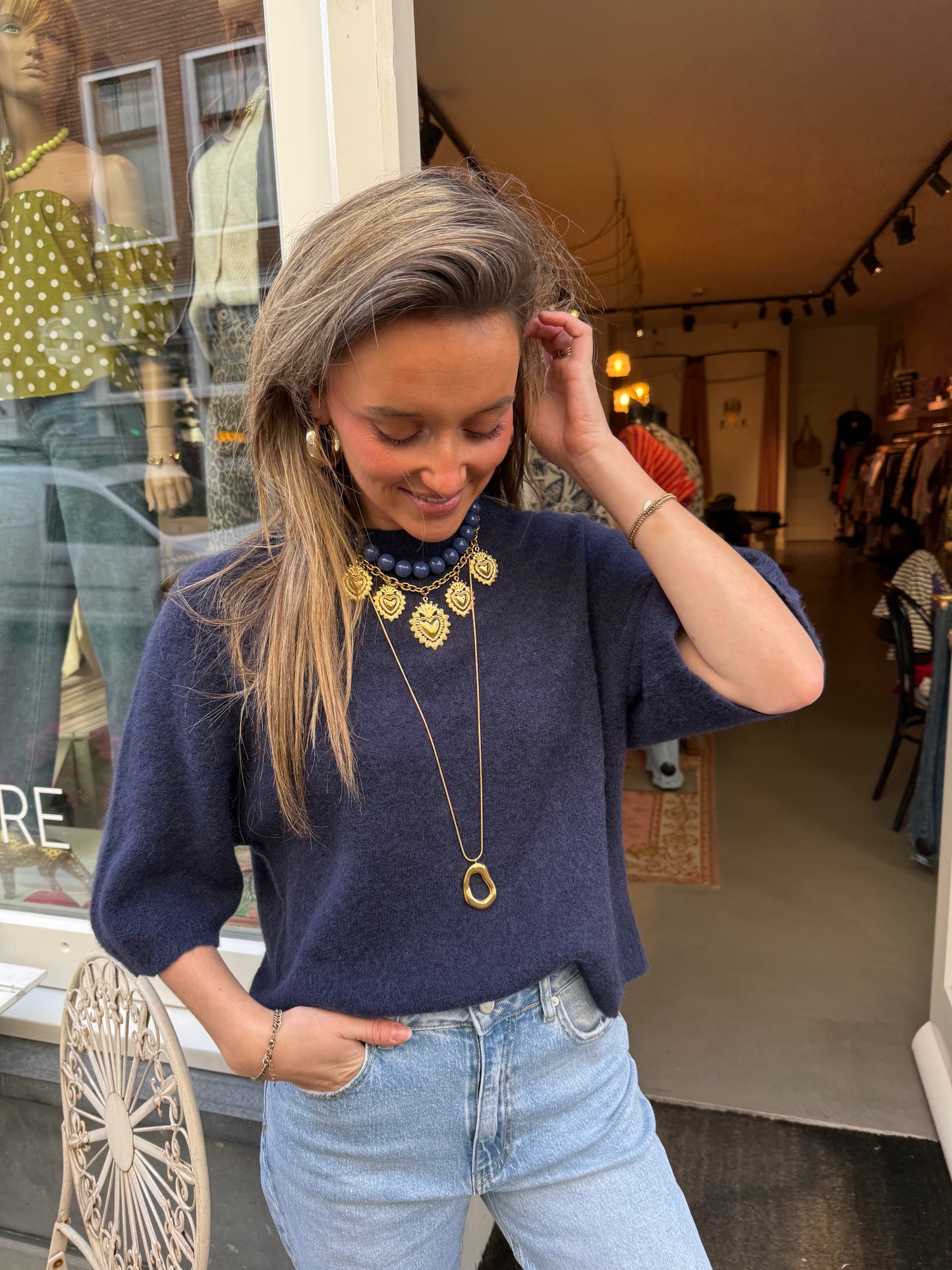 'Ring' ketting lang goud