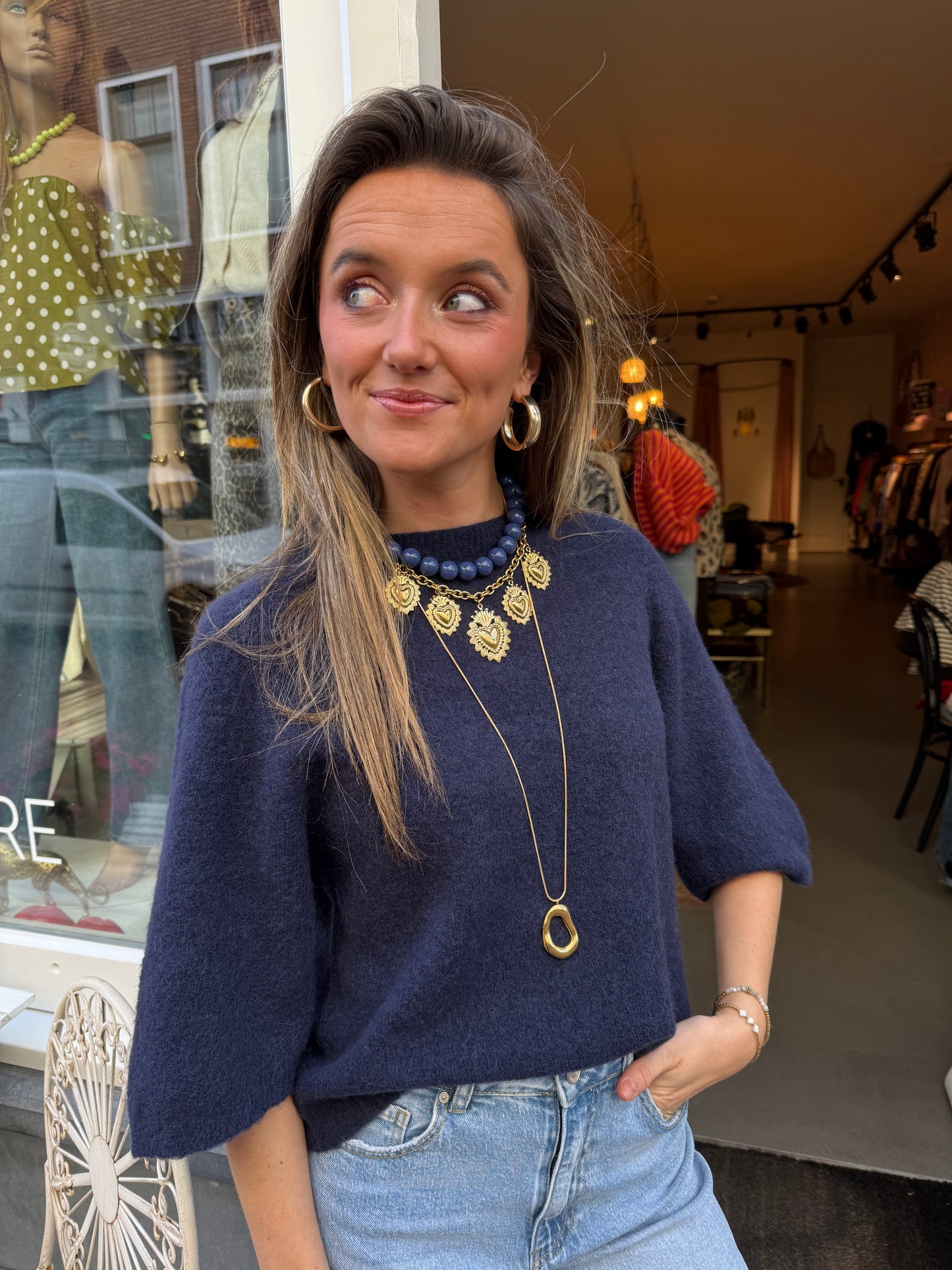 'Ring' ketting lang goud