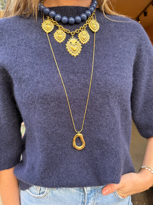 'Ring' ketting lang goud