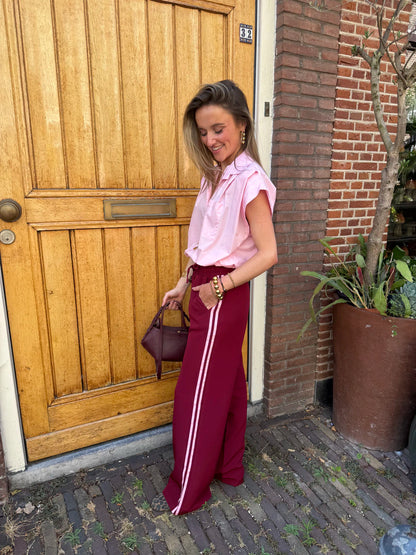 Iza comfy broek bordeaux/roze