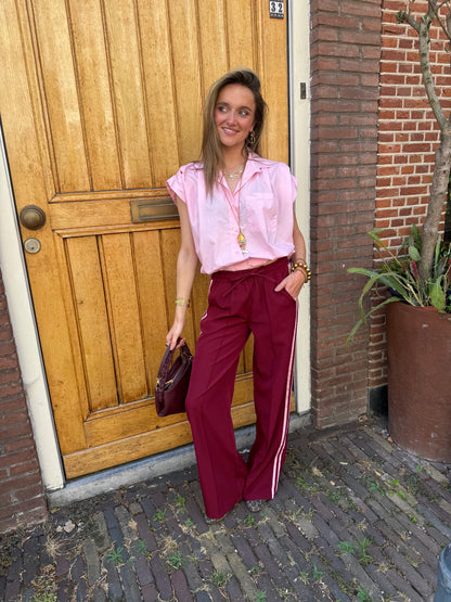 Iza comfy broek bordeaux/roze