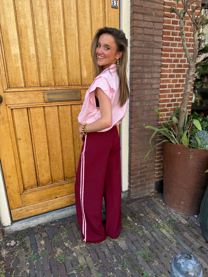 Iza comfy broek bordeaux/roze