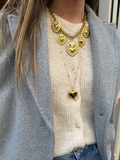 'Big hearts' ketting goud