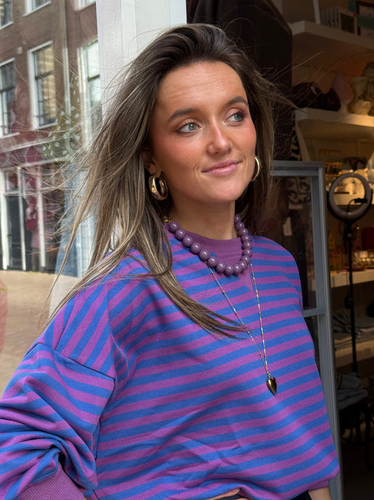 Pip ketting grote kralen paars