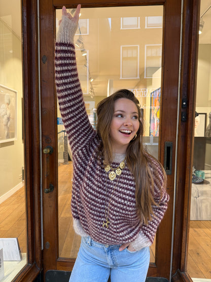 Debby knit burgundy/taupe