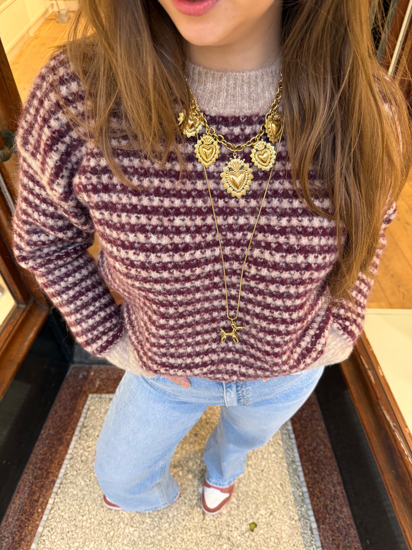 Debby knit burgundy/taupe