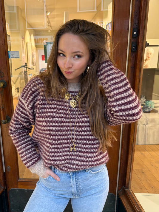 Debby knit burgundy/taupe