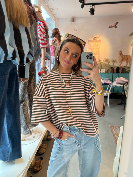Lena shortsleeve light pink/ green