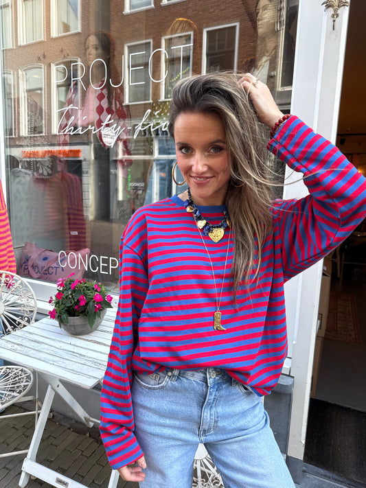 Sophie longsleeve red/blue