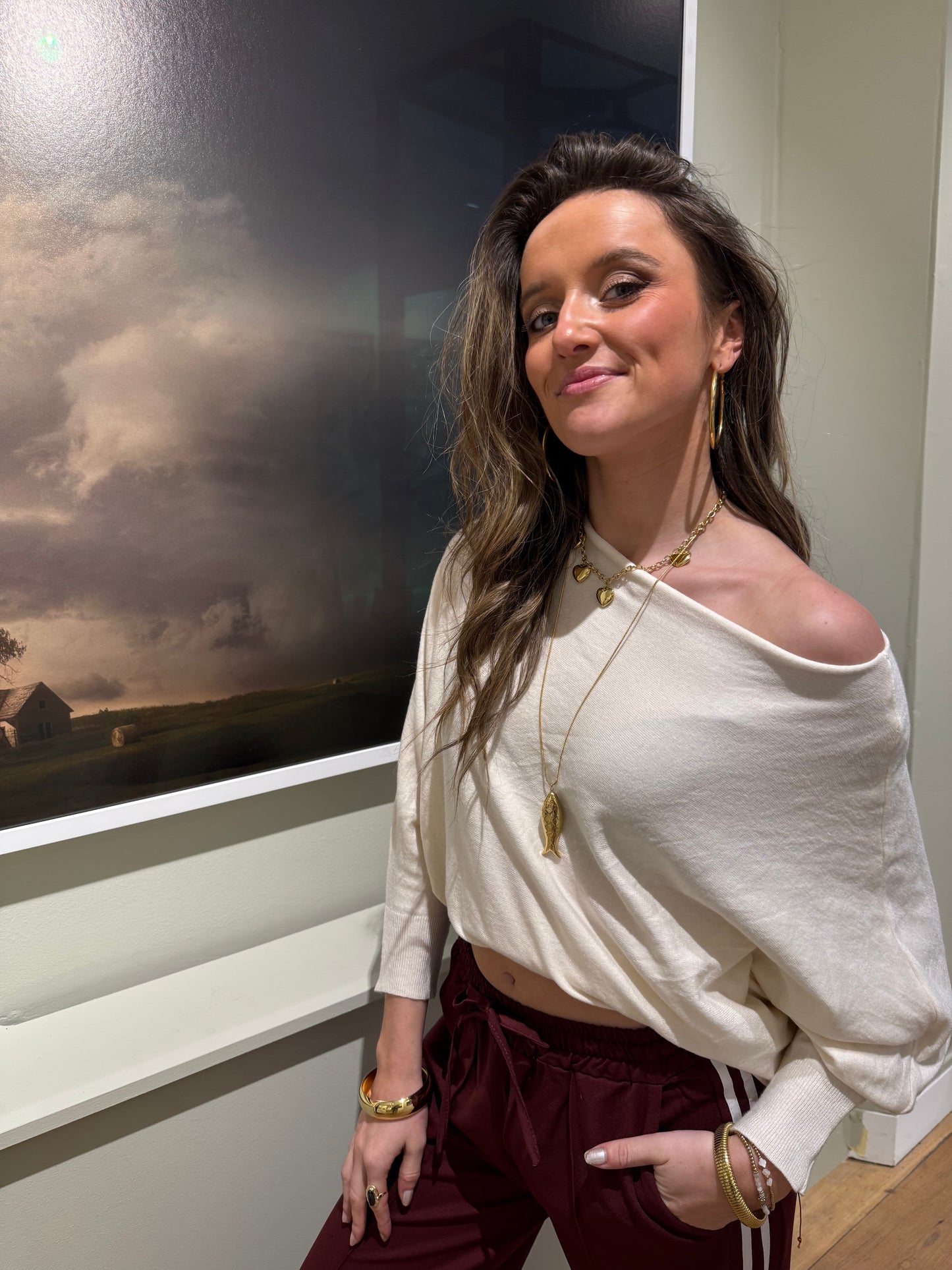 Vleermuis truitje ecru