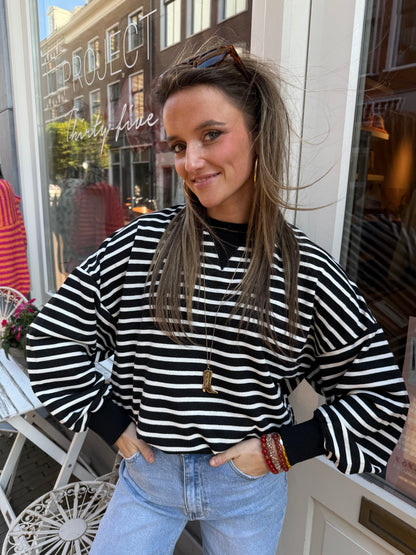 Daisy sweater striped black/white