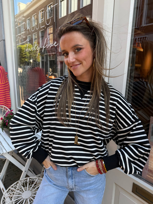 Daisy sweater striped black/white