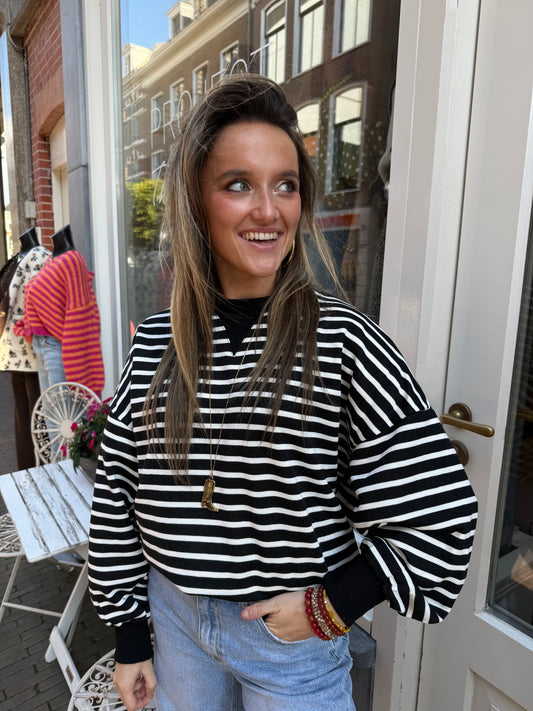 Daisy sweater striped black/white