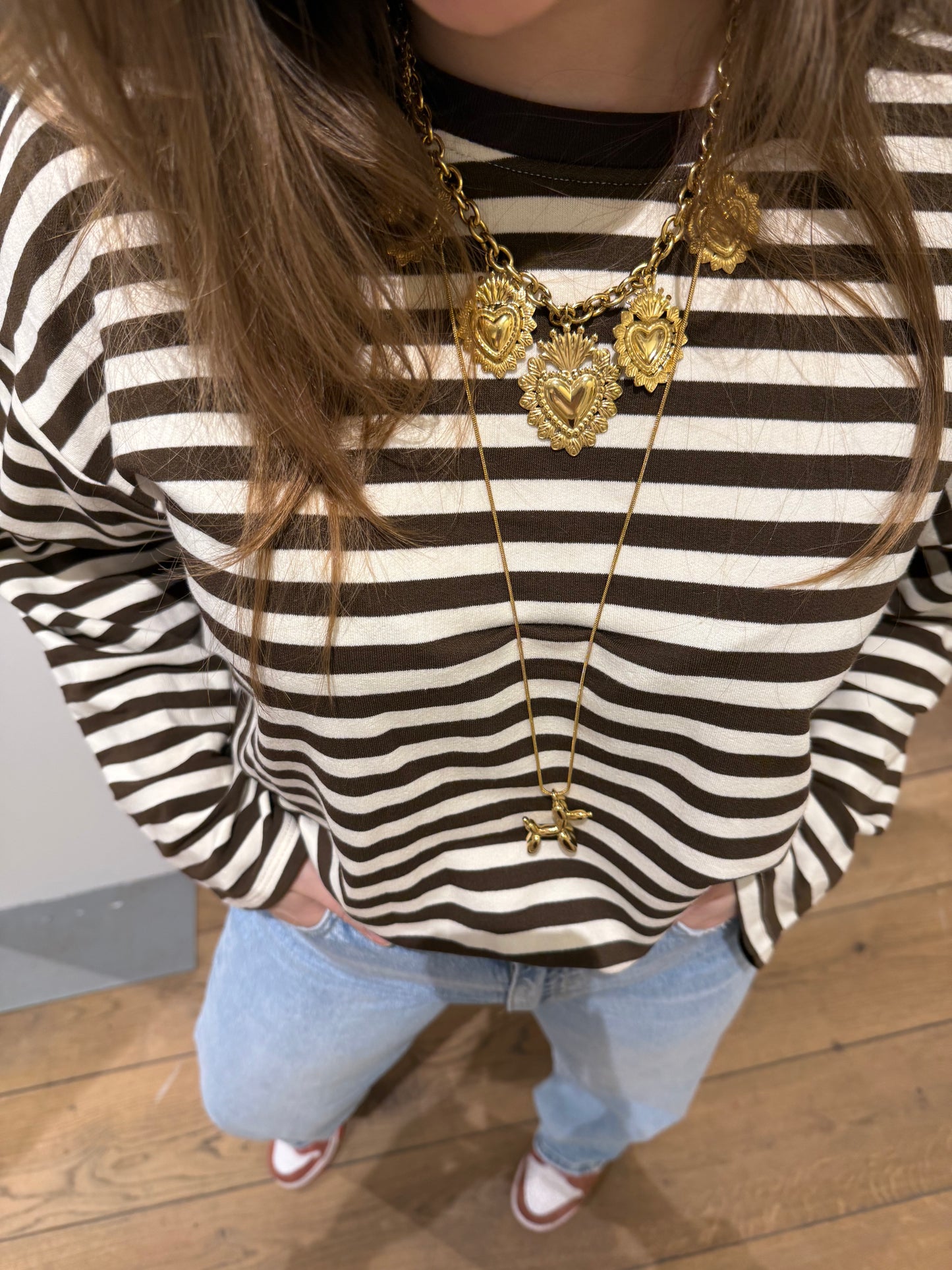 Demi longsleeve brown/white striped