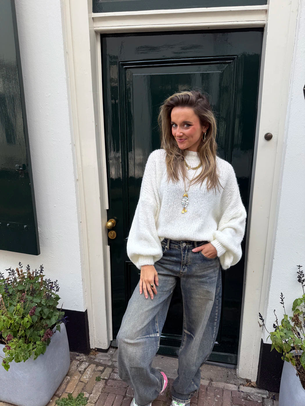 Nova gebreide trui oversized wit