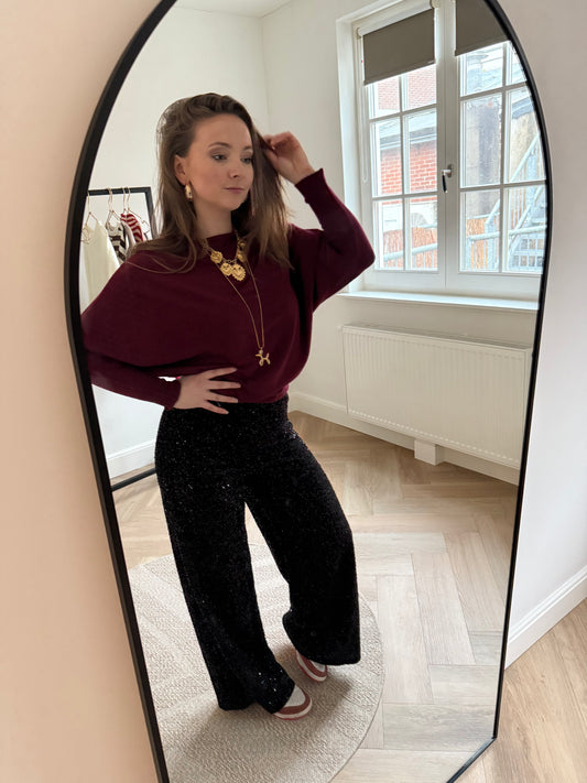 Sequin glitter pants black