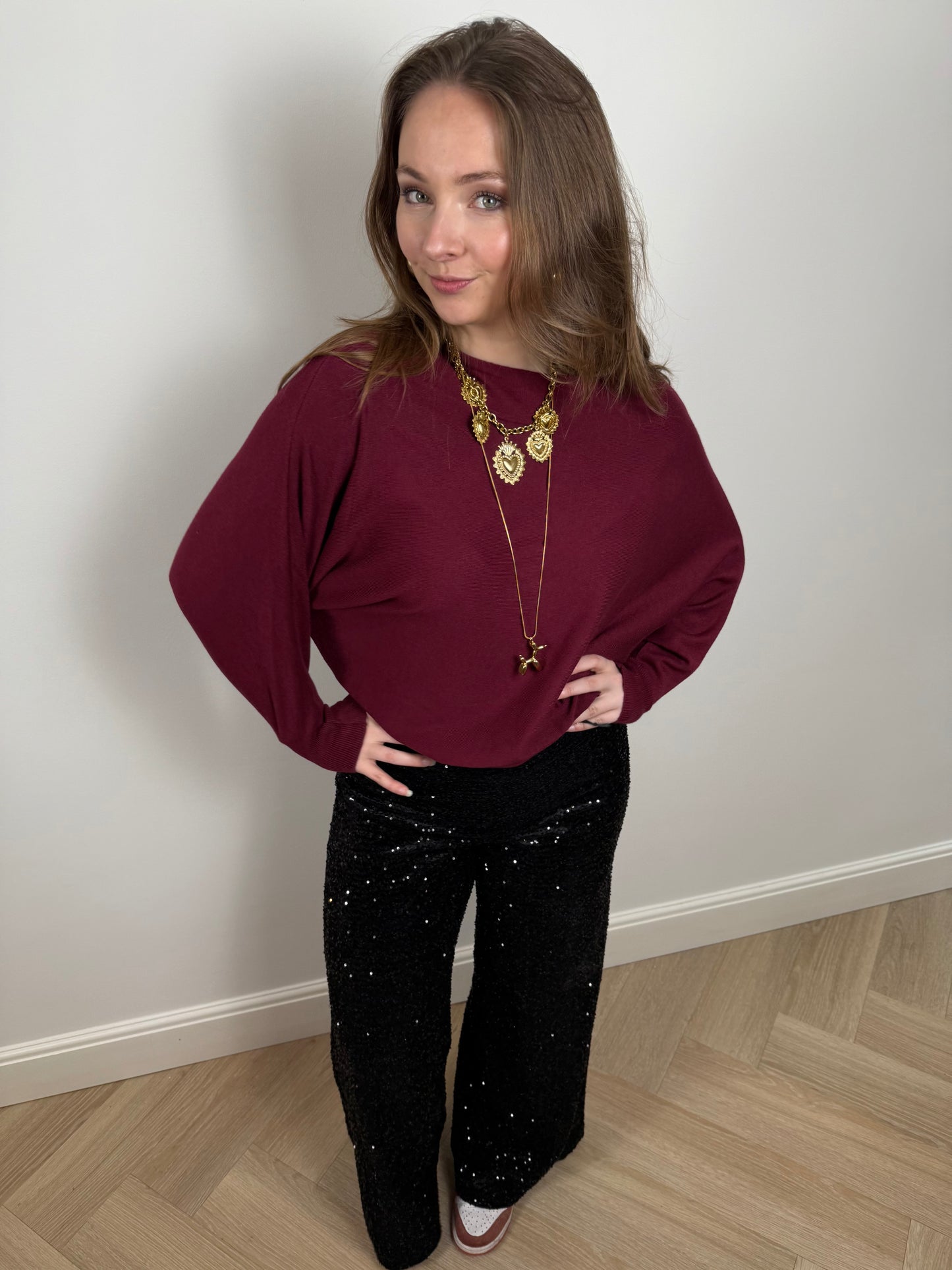 Sequin glitter pants black