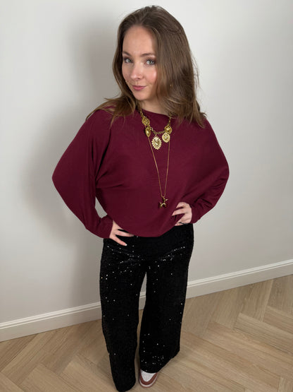 Sequin glitter pants black