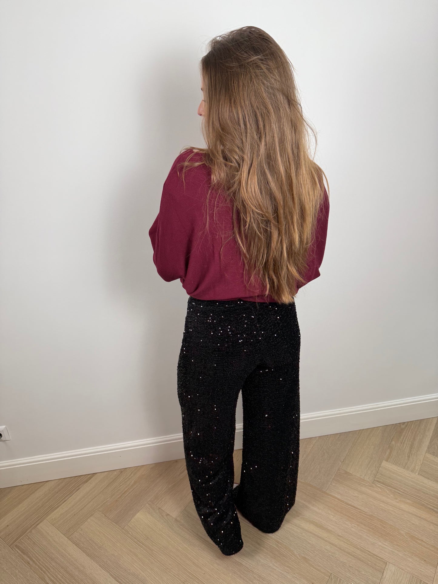 Sequin glitter pants black