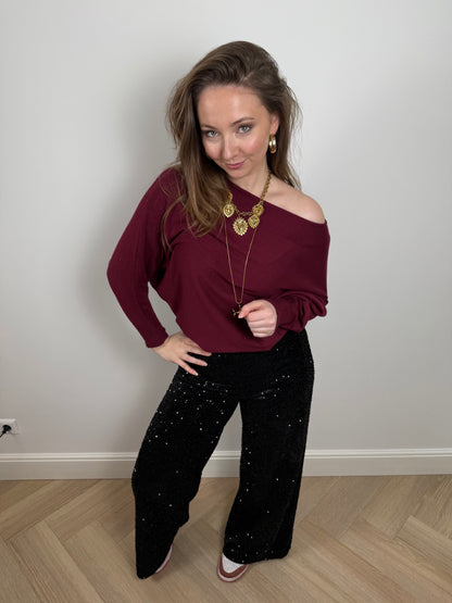 Sequin glitter pants black