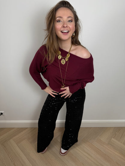 Sequin glitter pants black