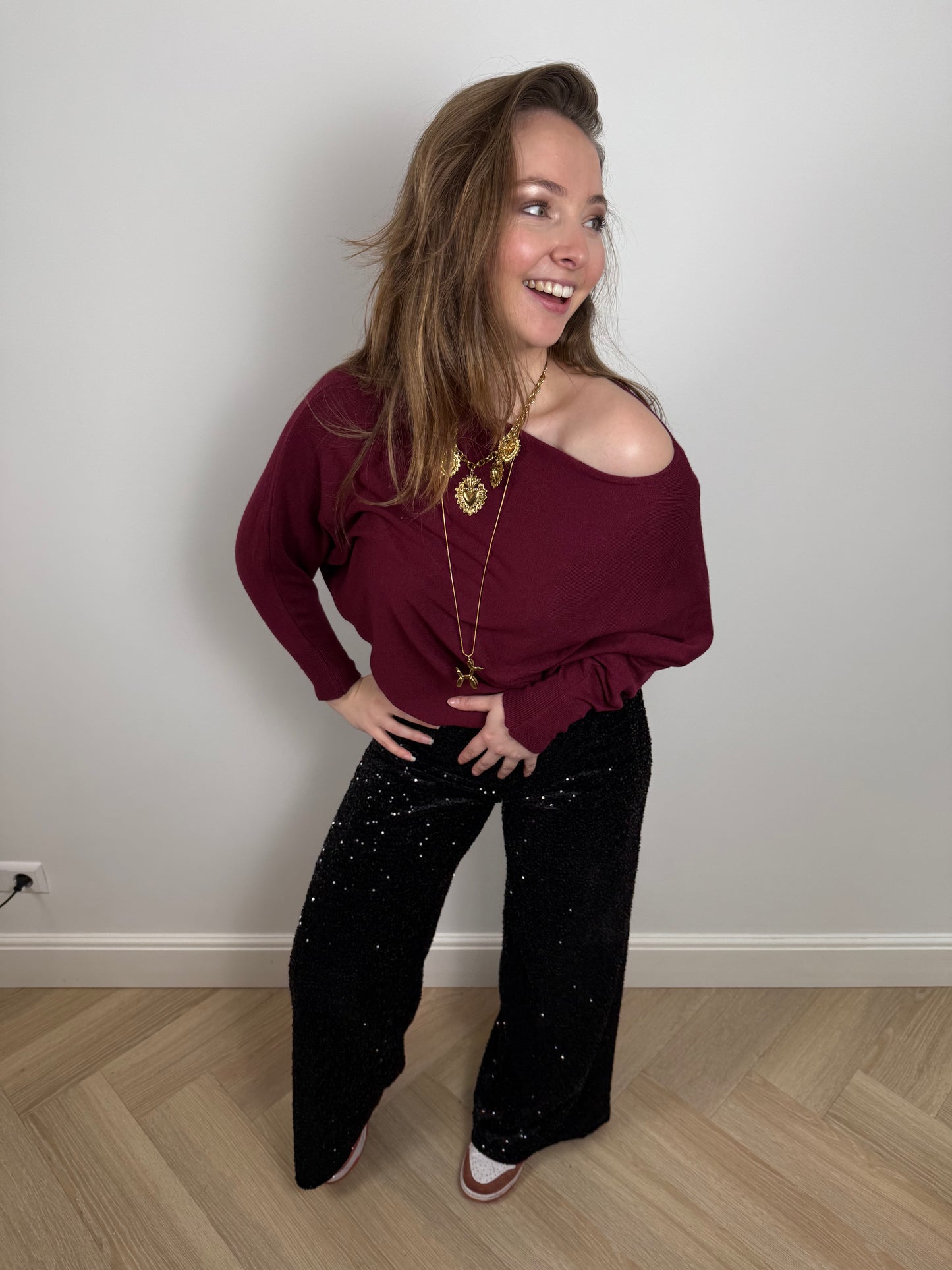 Sequin glitter pants black