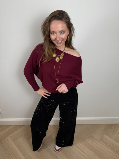 Sequin glitter pants black