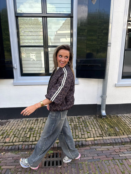 Lio gewatteerde bomber korte mouw panter streep