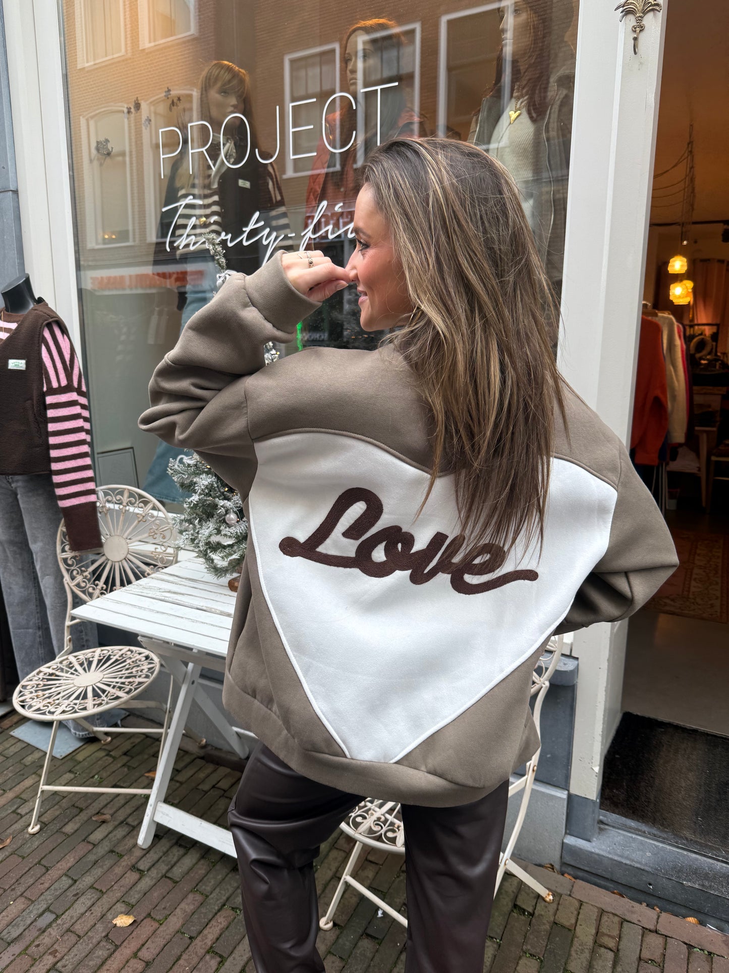 'Love' vest groen/wit