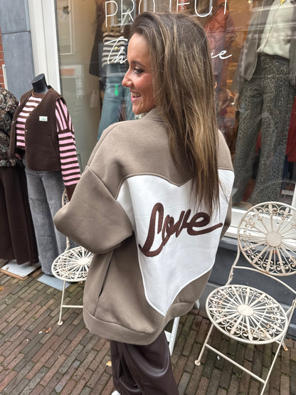 'Love' vest groen/wit