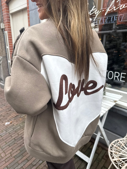 'Love' vest groen/wit